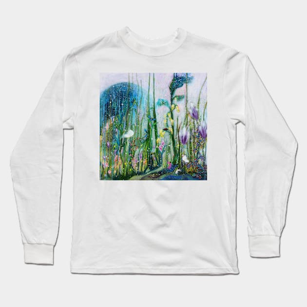 Secret Garden Acrylic Fairy Tale Painting Long Sleeve T-Shirt by kume